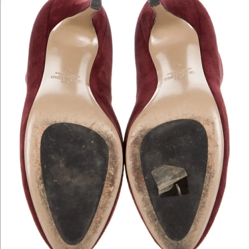 Valentino Garavani Suede Ankle Ruffle Lace-Up Booties